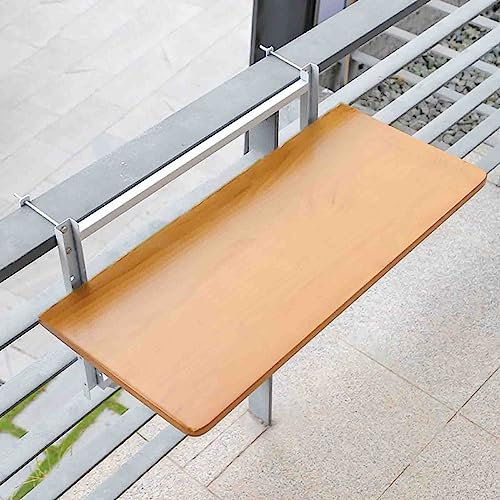 Generico Tavolo da Bar Leggero per Balcone con ringhiera, Tavolo sospeso in Legno con Chiusura di Sicurezza, ringhiera Pieghevole da Parete, Tavolo Laterale da bancone per Patio Esterno Reg