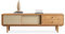Mobile TV SIMONA L 175 cm in legno massello color rovere con 2 cassetti 2 ante scorrevoli, per TV fino a 75, stile vintage scandinavo, anni '50, con rattan intrecciato