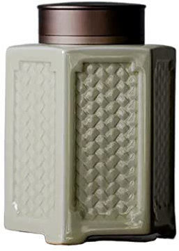 tea caddy Chinese Ceramics Tea Tin Tea Storage with Airtight Lid Tea Canister for Loose Tea, Porcelain Tea Caddy, 550 ML ceramic tea jar