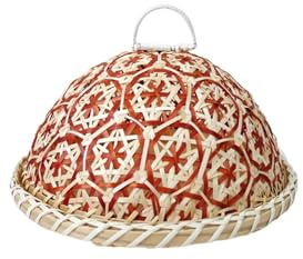 ZZHYTANG Corbeille À Pain Ronde En Rotin Tissé À La Main Et Plateau De Fruits Avec Couvercle, Vaisselle Esthétique for La Décoration De La Cuisine Et De La Salle À Manger(Brown-26cm)