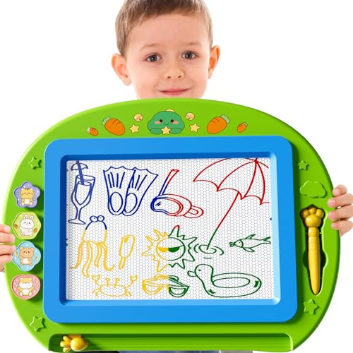 BLmukce XL Magnetische Zaubertafel für Kinder, Maltafel mit Stempel & Stift, Lernspielzeug & Reisegröße, Geschenk für Jungen & Mädchen ab 1 2 3 Jahre (Green)