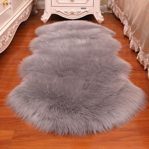 PAOSYTQQ Alfombra de Pelo Largo de Piel de Oveja Artificial Piso de Lana Suave y esponjosa cojín Suave Alfombra esponjosa Artificial Suave decoración del hogar 120x180cm