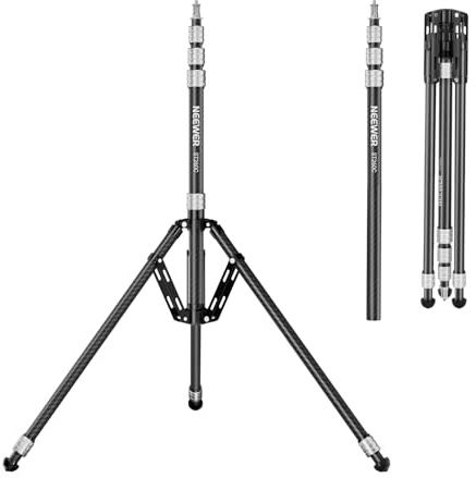NEEWER Carbon Fiber Tripod Stand w Reversible Legs, 35-102 Portable Lightweight Photography Light Stand for Strobe Softbox Ring Light Action Cam DSLR Streaming Recording, 6.6lb/3kg Max Load, ST260C