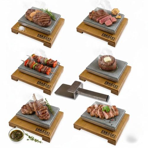 PIEDRASAR Piedra Volcánica para Asar Promo 6 Recto 15x20-Apta para Horno-Fuego Directo-Parrilla-Fuego Directo
