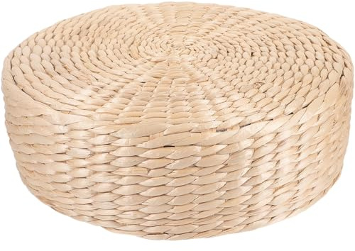 OSALADI Cojín Redondo de Paja Tejida 30 CM X 10 CM Tapete Tradicional Trenzado para Meditación y Tatami de Exterior para Patio y Cojín de Asiento Cómodo para Dormitorio