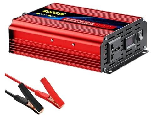 Transformateur Onduleur Sinusoïdal Pur DC 12 V/24 V 1600 W 2500 W 3500 W Haute Puissance pour Voiture Tension AC 220 V 50/60 Hz Convertisseur Solaire(12V 60HZ,4000W)