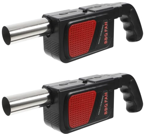 CLISPEED Soffiatore Elettrico Portatile per Barbecue in Acciaio Inox 2 Pezzi Ventilatore per Carbone e Griglia Alimentato a Batteria Aa per Picnic Campeggio e Accensione Fuoco