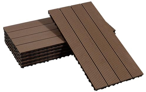 CCLIFE WPC Terrassendielen, Balkon Boden, Terrassenfliesen, Klickfliesen Terrasse, 30x60 cm, Wasserdicht Rutschfest, Geeignet für Balkon und Garten