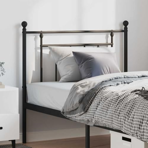 SKTQYQO Testiera in Metallo Nero 100 cm, Testiera Classica in Acciaio Verniciato a Polvere con Design Elegante per Letto, Struttura Robusta e Stabile con Gambe in Metallo, Supporto