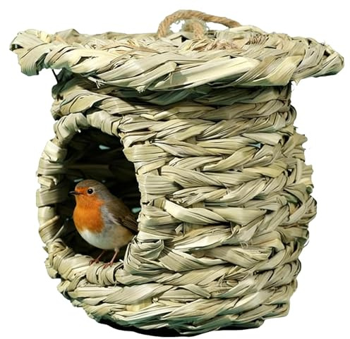 Maison de Colibri – Nichoir en Paille tissée | Nid de Perruche 16x16x16CM, Style Tente A, Lanterne B et Tapis C pour Moineau, Perruche, Perroquet, calopsitte, Pinson, canari, mésange