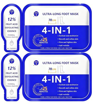 2 pares Máscara Pies Peeling, Calcetines Exfoliantes para Mujer y Hombre, Sección larga Mascarilla Hidratante Pies, Callos Foot Eliminar y Piel Muerta, para Foot Secos