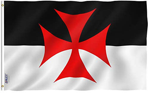 Anley Fly Breeze 3x5 Foot Knights Templar Battle Flag - Color Vivo y Resistente a la decoloración UV - Encabezado de Lienzo y Doble Costura - Banderas de la Iglesia Católica Romana Poliéster
