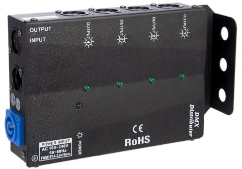MFL. 4-Way Isolated DMX Splitter Amplifier Distributor with 3-Pin Outputs