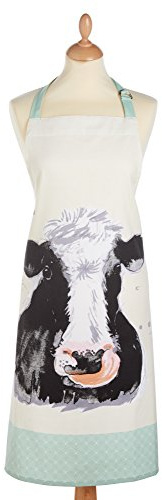 KitchenCraft 'Farmyard Animals' Einstellbare 1% Baumwolle Gedruckt Kochen Schürze - Creme / Salbei Grün
