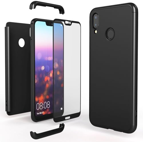NALIA Rundum Handyhülle für Huawei P20 Lite, 360 Grad - Hülle, Schwarz