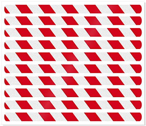 Anti-Rutsch-Streifen für Treppenstufen / 65 x 3 cm / 10 Stück/rot reflektierend/selbstklebend