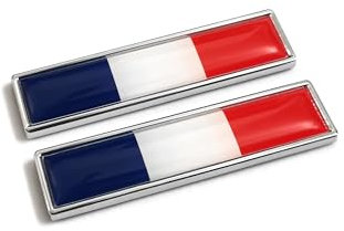 PTDecals 2pcs / 1 paire d'autocollants de voiture en métal drapeau France emblème 3D emblème national signes FR drapeau tricolore badge 58mm * 14mm taille Stickers graphiques pour voiture universelles
