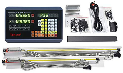 2 Axis DRO Digital Readout kit, Multi-Functional Digital Readout with Linear Glass Scale for Lathe Milling EDM Maschine (350mm+750mm)