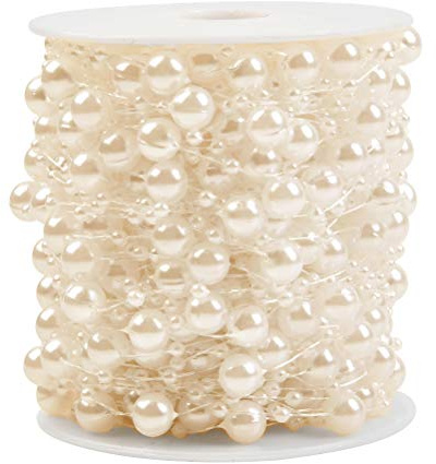 30M Artificial Pearls String Beads Chain, Pearl Bead String Garland Chain for Wedding, Party,Jewelry Making,Beige