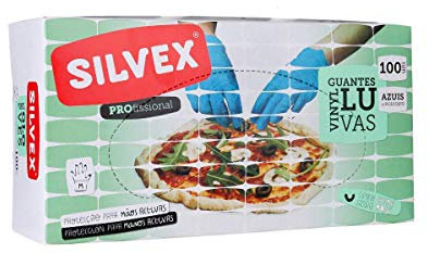 Silvex Guantes de Vinilo Azul M (100 UNI)