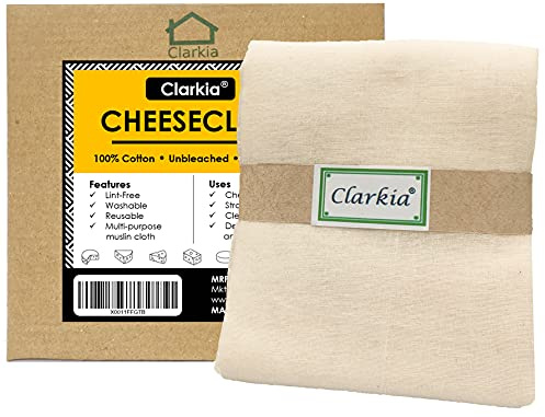 Clarkia Étamine Alimentaire en Coton 4x1 m Cheesecloth Multiusage Étamine Tissu Bonne Filtrabilité Antiarrachement pour Filtrer Vin Kombucha Thé Tofu Fromage Cuisine, 100 x 400 cm