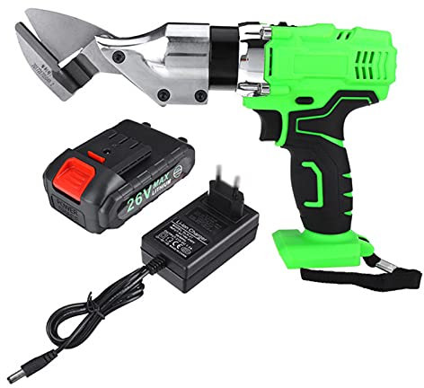 Forbici Elettriche Cordless 26V, Utensile Elettrico A Forbice Per Taglierina Per Lamiera Metallica Con Batteria Al Litio Per Metallo, Rete, Piatto Di Plastica, Tessuto, Cartone,Big
