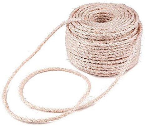 Corda in sisal per tiragraffi in sisal naturale, corda di ricambio per albero tiragraffi per gatti, 4 mm/6 mm di diametro, 10/30/50 m, accessori fai da te