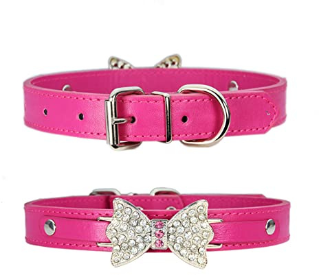 FUNAT Kreatives Hundehalsband mit glänzender Diamantschleife, Einfaches und großzügiges Halsband für Katze und Hund verstellbar
