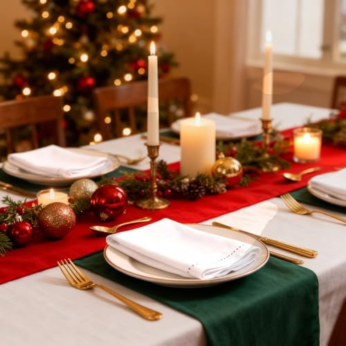 Encasa XO Servilletas de Tela Set de 4 | Puro Algodón con Diseño de Hemstitch | Blanco | Tamaño Cuadrado 43x43 cm | Servilletas de Mesa - Lavables a Máquina y Reutilizables