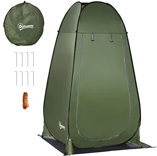 Outsunny Tente de Douche de Camping Pop Up Sac 126L x 124l x 198H cm Vert | Pliable, Polyester