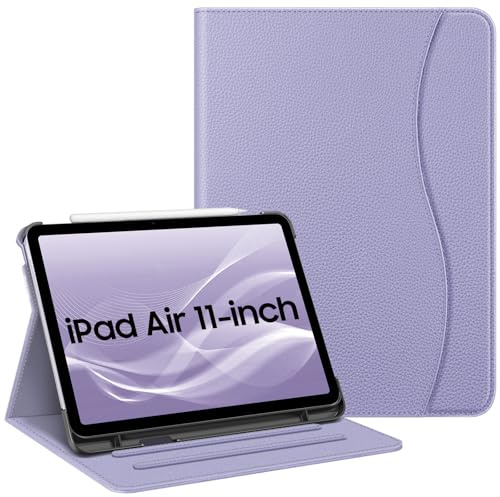 Fintie Hülle für iPad Air 11 Zoll, iPad Air 5./4. Generation 10,9 Zoll | Multi-Winkel Betrachtung Folio Stand Schutzhülle Case mit Stifthalter & Dokumentschlitze, Auto Schlaf/Wach, Violett