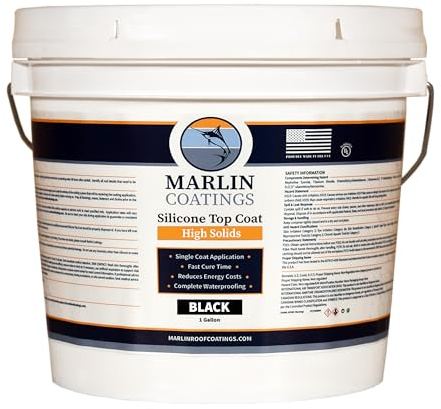 100% Silicone Roof Sealant - Self Leveling - Complete Waterproofing - Easy One Coat Application - Designed for Your RV, Camper, Trailer, Commercial Building… (1 Gallon, Black)