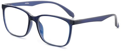 ANRRI Gafas de bloqueo de luz azul, lentes antifatiga ocular, gafas de montura ligera, azul, hombres/mujeres