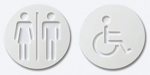 Aseos Señales para Puertas Cartel Señalización para Baños WC Mujer Hombre Discapacitado Aseos Privado (Discapacitado/Mixto, Blanco)