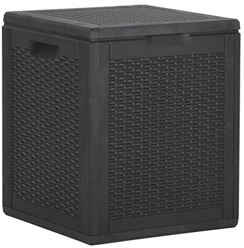 WIFESE 43x44x51 cm Garten Aufbewahrungsbox 90 L Auflagenbox Kissenbox Box mit Deckel Gartenboxen Mülltonnenbox Storage Boxes Gartenschrank Wetterfest UV Beständig Schwarz PP Rattan Optik
