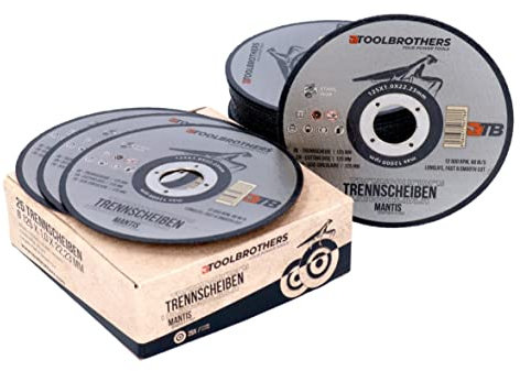 Toolbrothers MANTIS Trennscheiben- Set in Profi Qualität 25 Stück, 125 x 22,23 x 1 mm zur Bearbeitung von Metall, Stahl, Edelstahl/INOX für Winkelschleifer