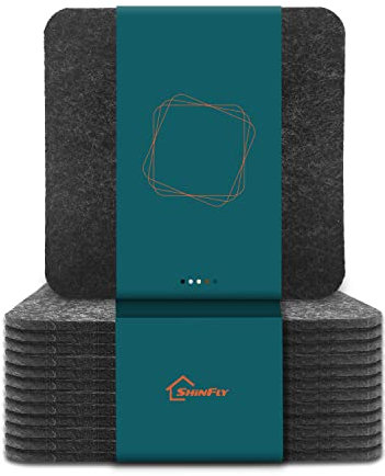 shinfly Posavasos de Fieltro - Set de 12 (Lavables) - para Bebidas Vasos, de Cerveza o Bares, Tazas de Café o Té, Cuadrado