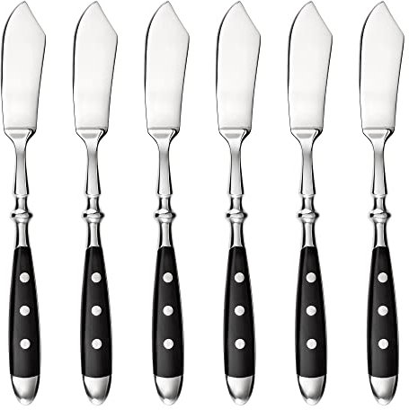 GRÄWE Fischmesser, 6-teilig, geschmiedetes Besteck, schwarz, schwere Qualität - Serie Nürnberg