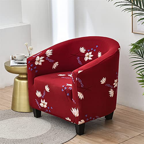 Morbuy Sesselhussen 1 Sitz, Stretch Sesselbezug Universal Sesselschoner Elastisch Sesselüberwurf Sofahusse mit Armlehnen für Clubsessel Loungesessel Cocktailsessel (Rote Lotosblume)