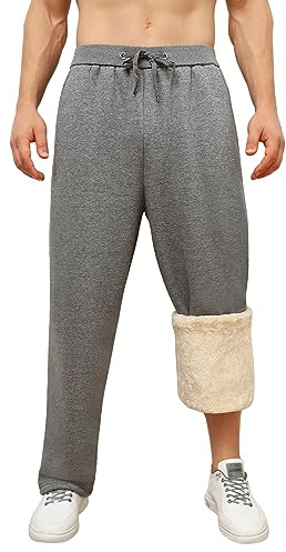 PASUDA Pantalon Polaire Homme Coton Pantalon Jogging Chaud Coupe Ample Sports Survêtement avec Poches Doublure Pantalon Décontracté Homme Hiver