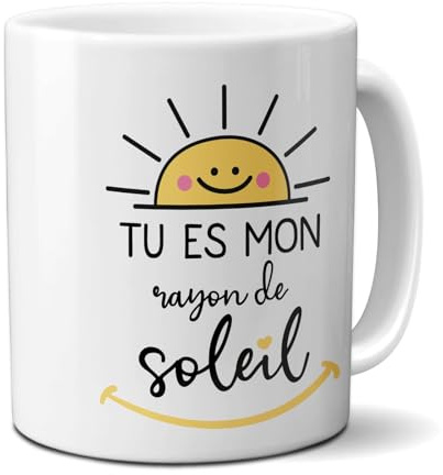 DECOHO Mug en céramique Tu es mon rayon de Soleil - Cadeau pratique pour son/sa chéri(e) pour Saint-Valentin, Anniversaire ou Noël