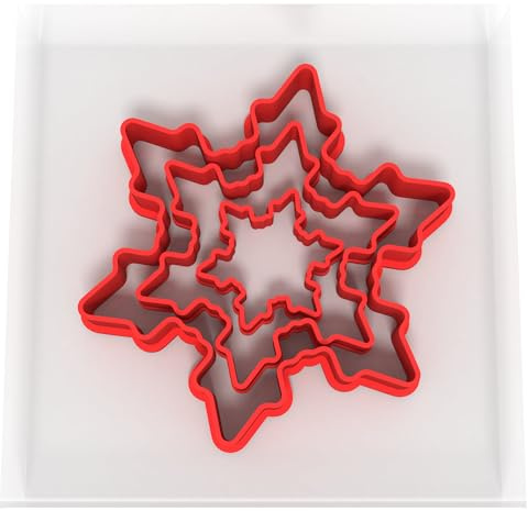 Just Cutters Snowflake Shape Cutters | Set of 3 Plastic Cutter for Baking, Fondant, Clay, Pastry, Icing, Jewellery (3/5/8CM)