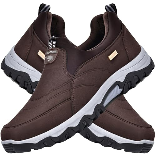 Aocase Chaussure Diabetique Homme Chaussures Homme Extra Large sans Lacets Baskets de randonnée en Plein air Chaussures de randonnée à Enfiler pour Homme,Marron,42/260mm