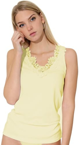 Chemise pour femme, sous-chemise avec dentelle extra large, débardeur sans couture latérale - Cottonprime, 50-50