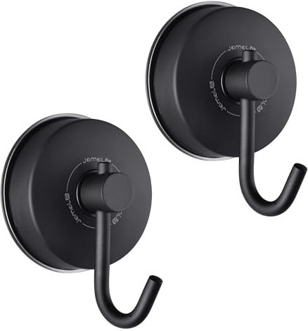 JOMOLA Saugnapf Haken Vakuum Saugnapf Haken Edelstahl Saugnäpfe mit Haken Extra Stark Max 5KG Wasserdicht Vakuum Wandhaken Handtuchhaken Haken Ohne Bohren für Bad Glas Küche 2 Stück