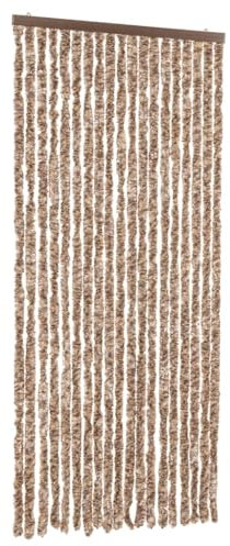 vidaXL Fly Curtain Screen - Beige/Dark Brown Chenille Insect Blind, Soft Flexible Strands, 56x185 cm for Home & Caravan Entryways