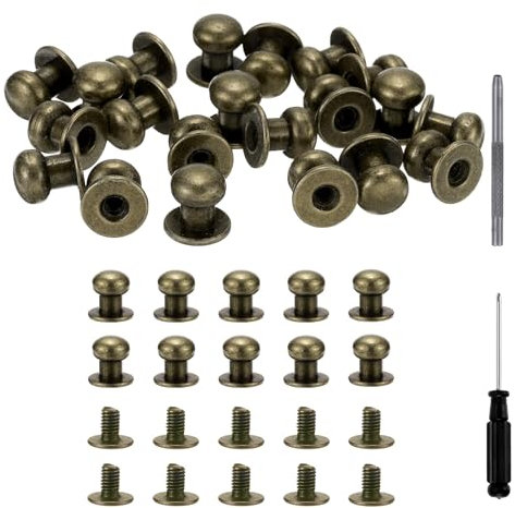 sourcing map Rivets à tête ronde de 8 mm en alliage de cuir avec tournevis creux pour réparation et décoration de vêtements, chaussures, sacs, bricolage, bronze