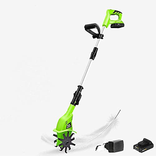 Motoazada de Jardín, Cultivadora Eléctrica con Batería de 20 V 4000 Mah, Rotavator Inalámbrico, Batería Recargable y Cargador, Mango Ajustable de 97-127 Cm