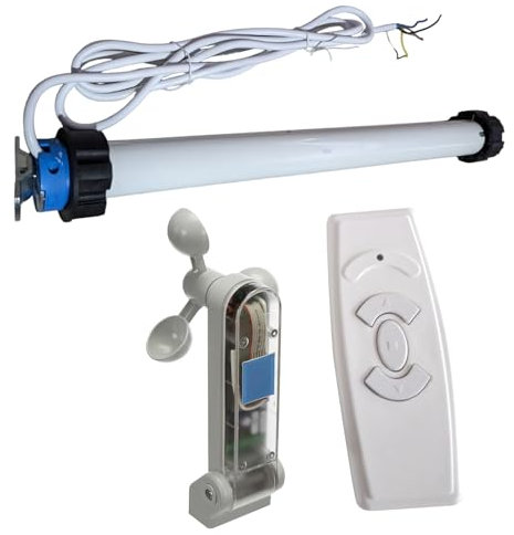 TENDEEVOLUTION Motore per Tende a Rullo con diametro 70 mm Silenzioso e a Basso Consumo. Ricambi Tende da Sole per Esterno a Rullo (Motore con telecomando e centralina sole vento Pioggia)