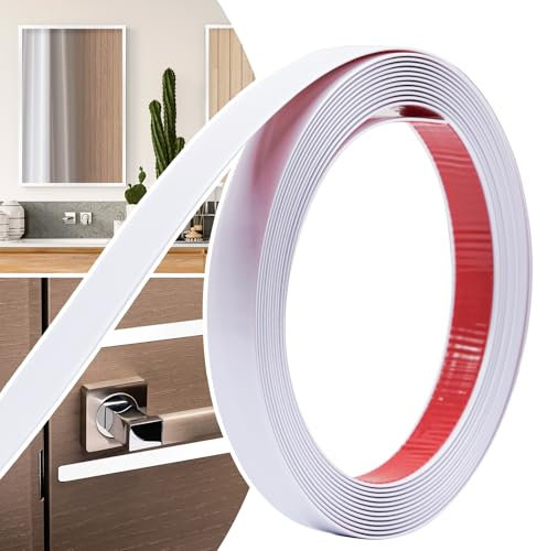 JSIWOTH Zierleisten Selbstklebend, Kantenschutz Leisten, Flexible Selbstklebender Dekorationsleiste für Türen, Fenster, Spiegelrahmen, Wände, Decken, Böden, Fliesen, Ränder, Matt Weiß, 2cm × 6M